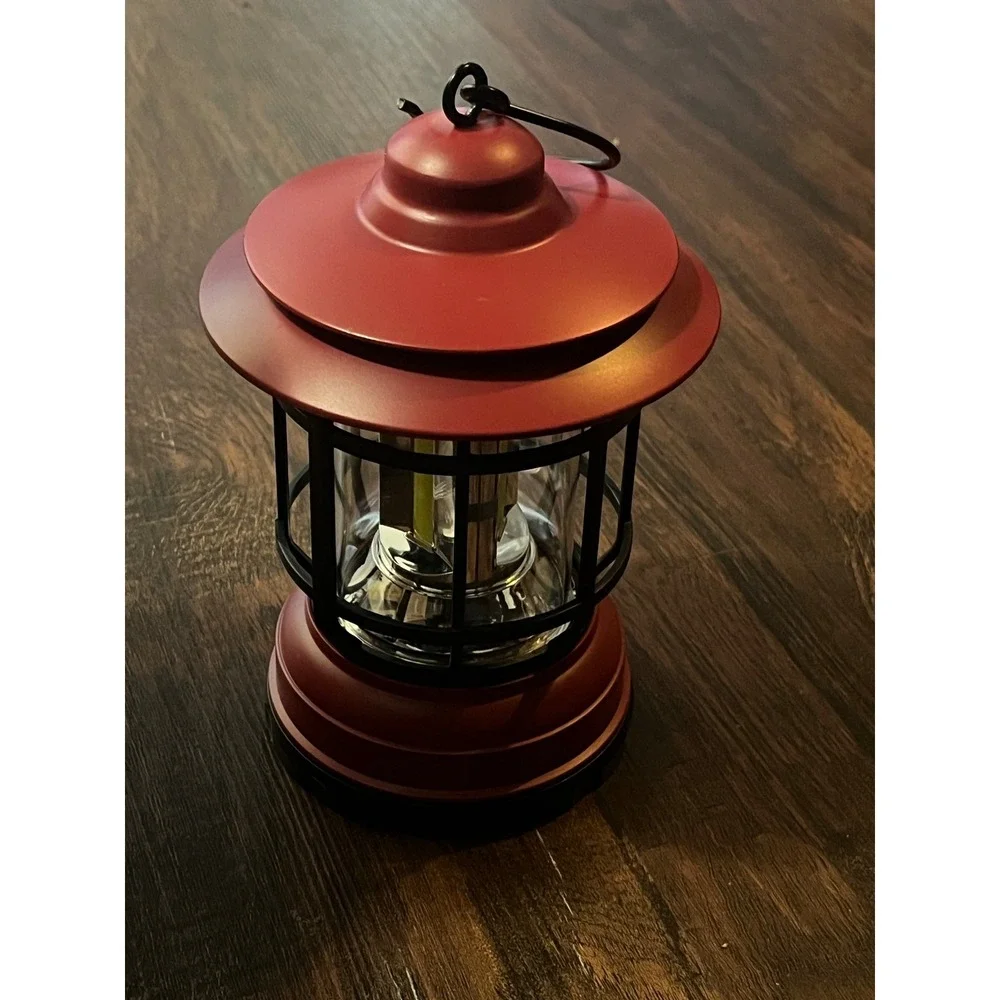 Vintage Style COB LED Camping Lantern Red Portable Battery Operated Lamp L-17